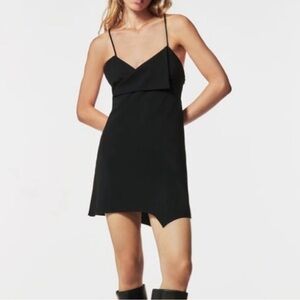 Zara Black Surplice Asymmetrical Hem Mini
Dress SZ S